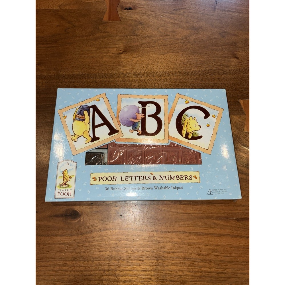 DISNEY CLASSIC WINNIE THE POOH LETTERS and NUMBERS 36 RUBBER STAMP SET